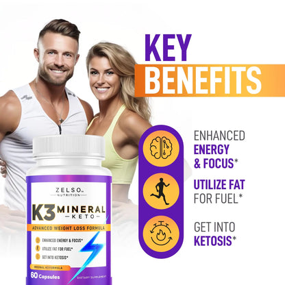 ZELSO K3 Mineral Pills (2 Pack) for Keto Support – Vegan, USA Made BritishVita | Premium UK Vitamins & Wellness Supplements