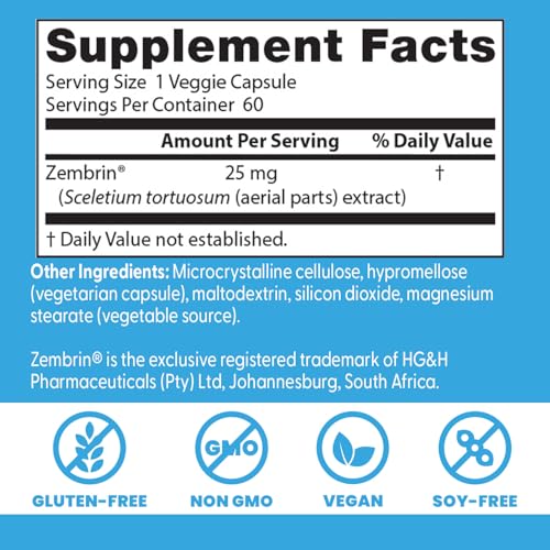 Doctor's Best Calm with Zembrin – Stress & Mood Support, 25 mg per Veggie Cap, 60 Count
