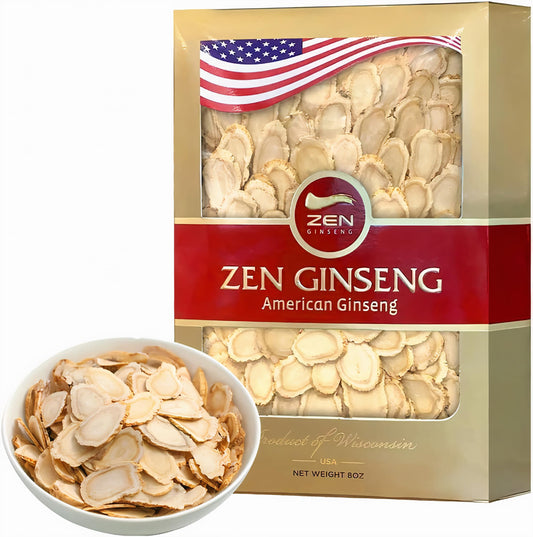 Zen American Wisconsin Ginseng Slices – 8oz Box | Energy, Focus & Mood BritishVita | Premium UK Vitamins & Wellness Supplements
