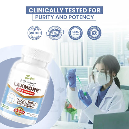 ZEN LIFE HERB LAXMORE Max Strength – 100% Natural Plant-Based Digestive Support (60 Capsules)