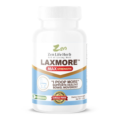 ZEN LIFE HERB LAXMORE I Poop More Max Strength - 100% Natural Plant-Based Supplement (90 Capsules)