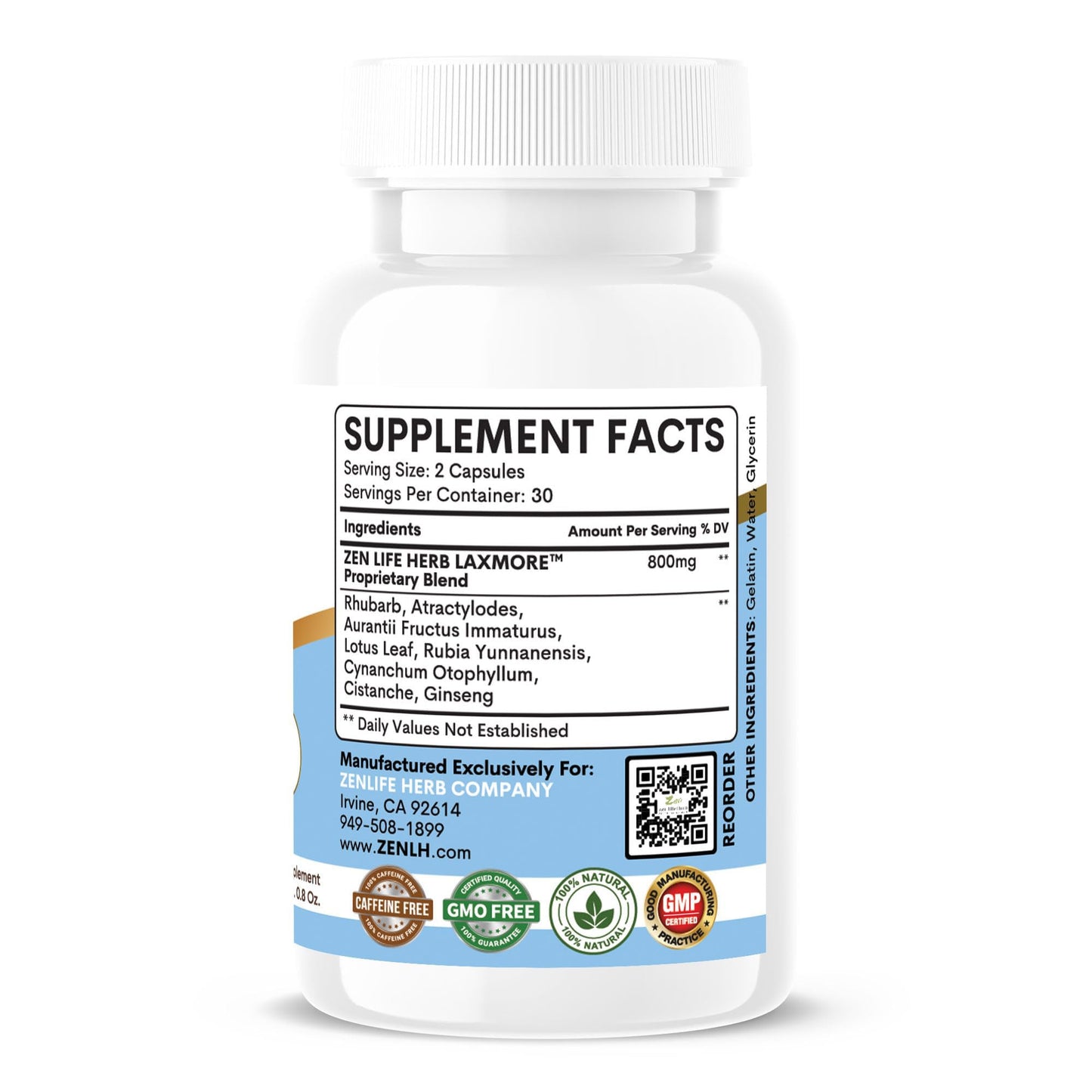 ZEN LIFE HERB LAXMORE – Poop More Max Strength, 100% Natural Plant-Based Supplement (120 Capsules)