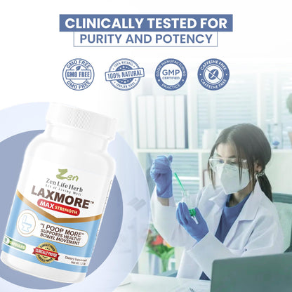 ZEN LIFE HERB LAXMORE I Poop More Max Strength - 100% Natural Plant-Based Supplement (90 Capsules)