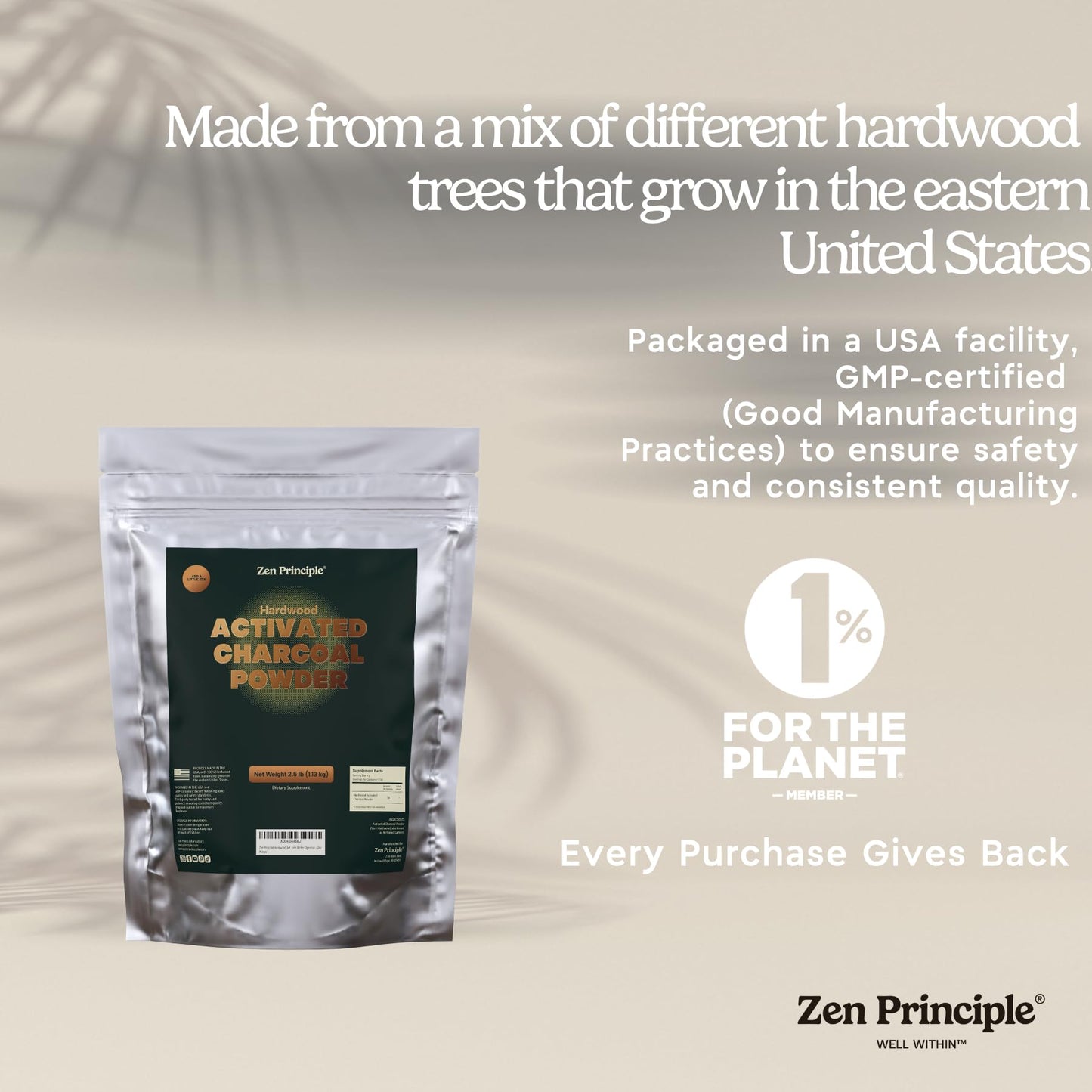 Zen Principle Activated Charcoal Powder 8 oz – 100% USA Hardwood | Teeth Whitening, Skin & Digestion