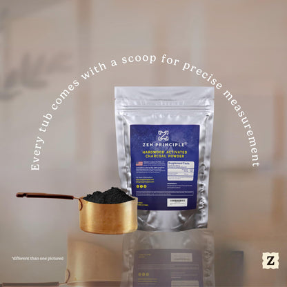 Zen Principle Activated Charcoal Powder 8 oz – 100% USA Hardwood | Teeth Whitening, Skin & Digestion