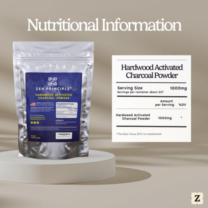 Zen Principle Activated Charcoal Powder 8 oz – 100% USA Hardwood | Teeth Whitening, Skin & Digestion