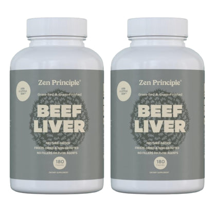 Zen Principle Beef Liver Supplement – Grass-Fed, Pasture-Raised, Desiccated Liver Capsules | No Hormones or GMO | 360 Capsules (2-Pack)