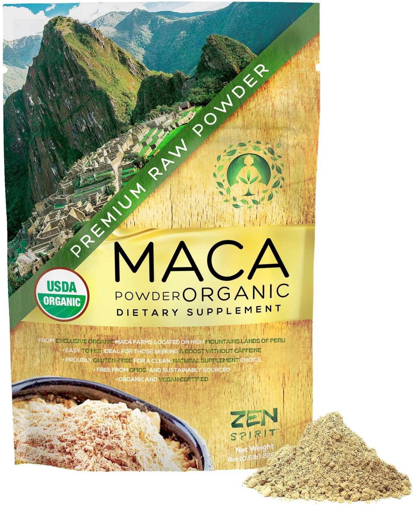 Zen Spirit Organic Maca Root Powder – Premium Peru, USDA & Vegan Certified, 8oz