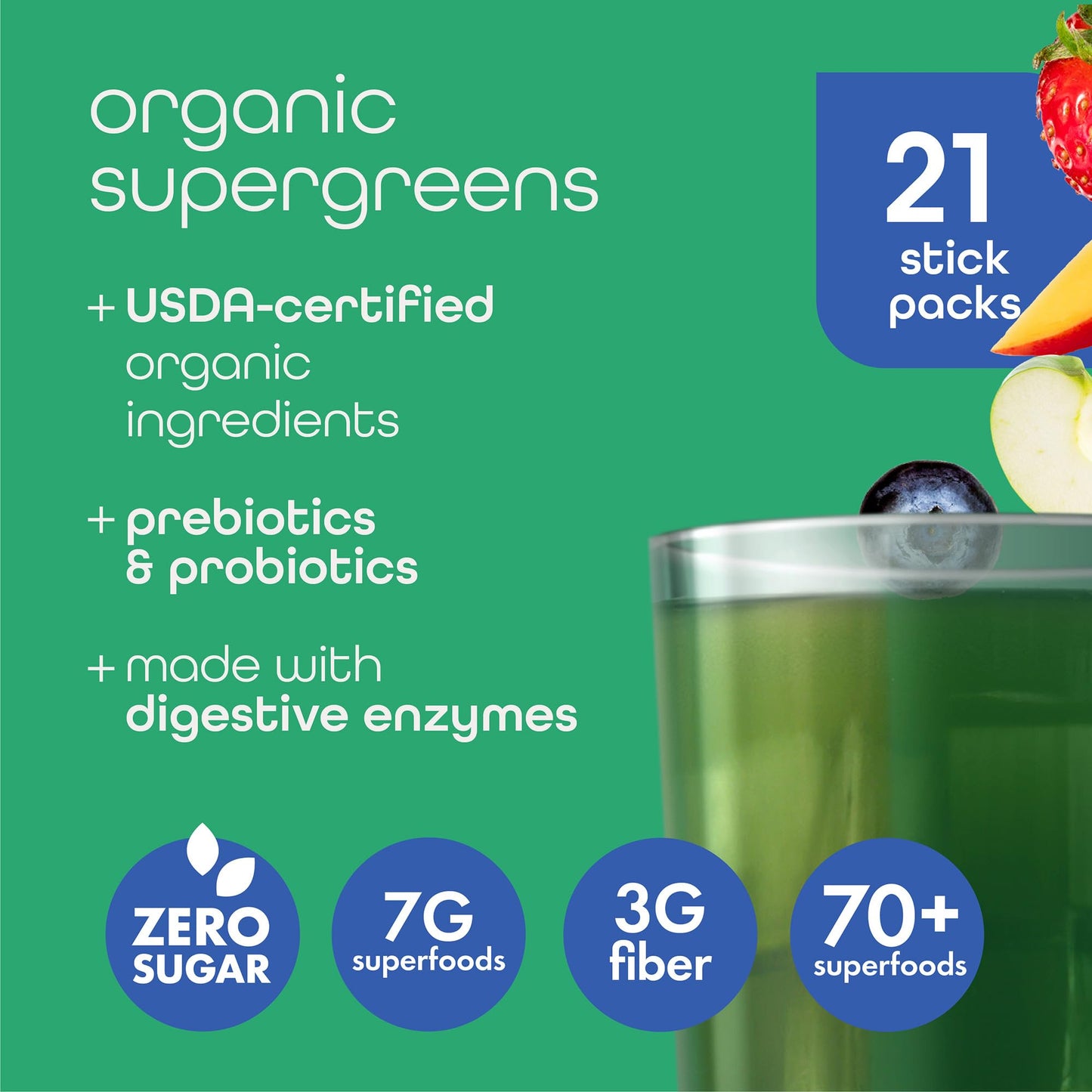 Zena Nutrition Organic Super Greens Variety Pack – 70+ Superfoods, 0 Sugar