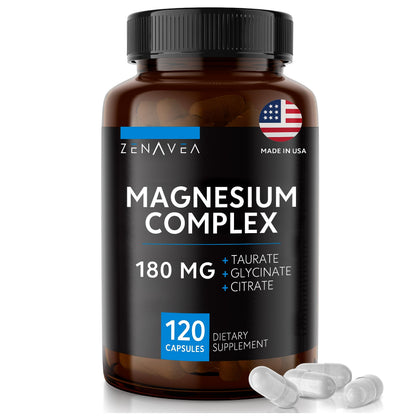 Zenavea Triple Magnesium Complex - 120 Vegan Capsules (180mg Mg)