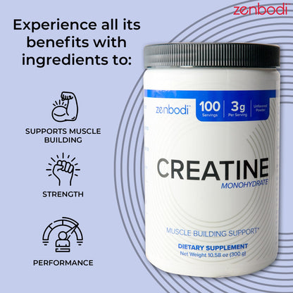 Zenbodi Creatine Monohydrate 300g – 100 Servings, Unflavored