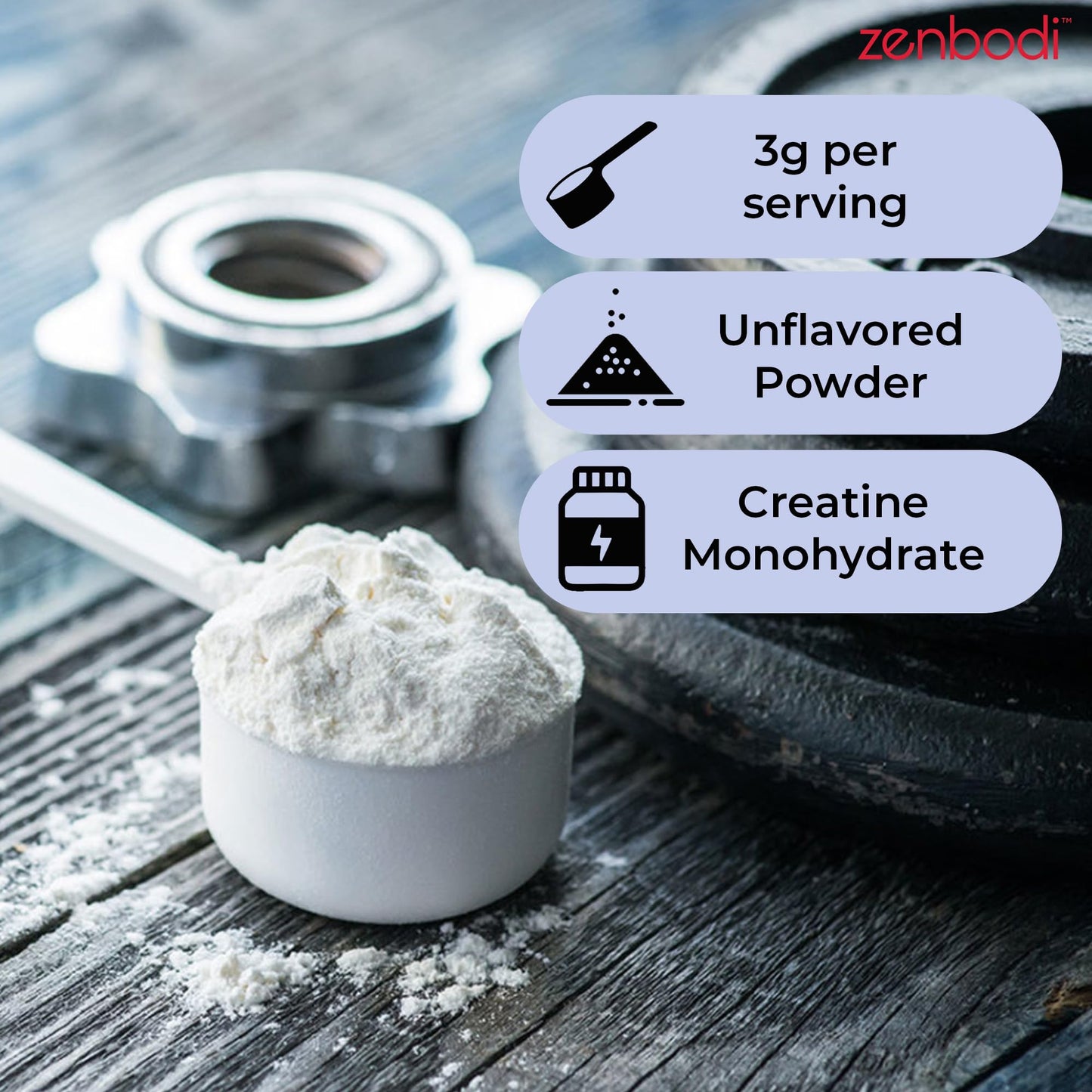 Zenbodi Creatine Monohydrate 300g – 100 Servings, Unflavored
