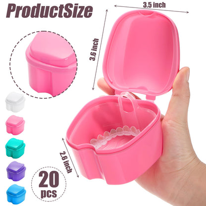 ZENFUN 20-Pack Denture Cases | Bulk Denture Box with Strainer Basket