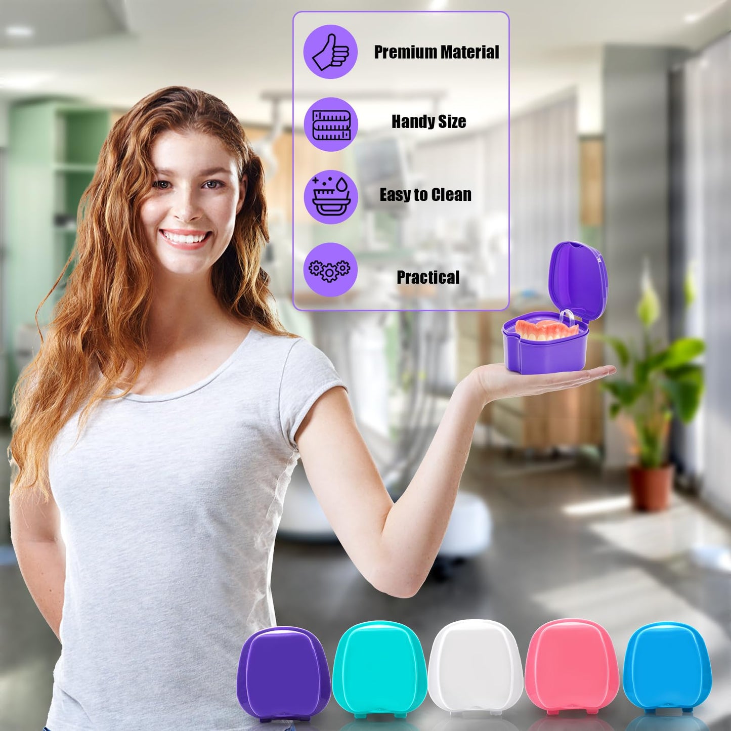 ZENFUN 20-Pack Denture Cases | Bulk Denture Box with Strainer Basket