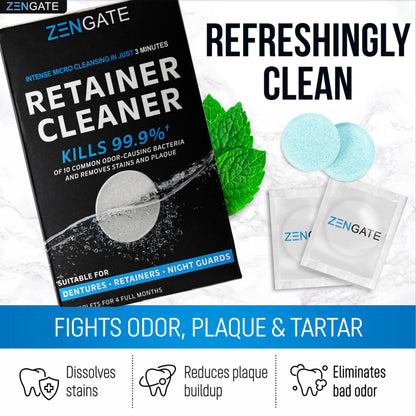 ZENGATE Retainer Cleaner Tablets – 240 Tabs (2 Packs) | 8 Months Supply
