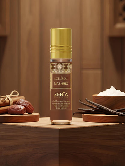 Zenia Mashriq Perfume Oil Roll-On – 6ml | Long-Lasting Cinnamon & Vanilla Fragrance