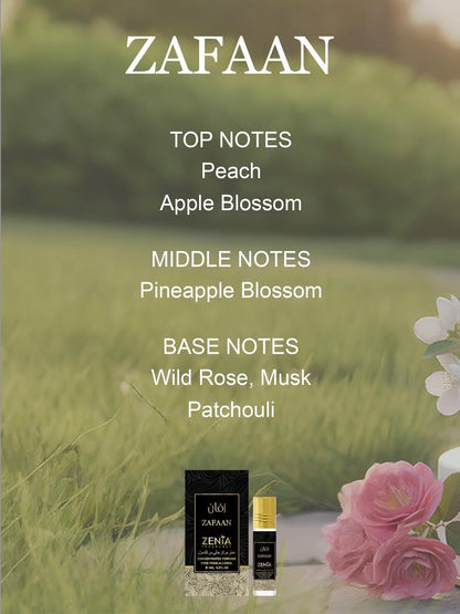 Zenia Zafaan Perfume Oil Roll-On – 6ml, Alcohol-Free Fruity Floral