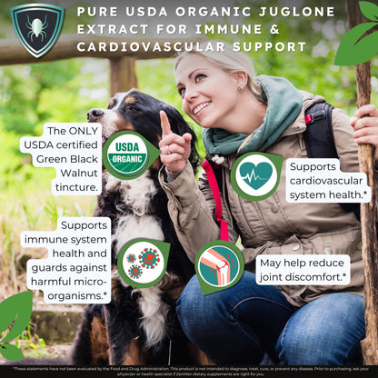 Zenmen Organic Green Black Walnut Hull Tincture – Highly Potent Formula, Antioxidants, 2.32 oz / 60 ml – Vegan – Made in USA