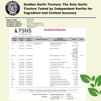 Zenmen Organic Garlic Cloves Extract (Odorless Tincture) – Immune Support, Antioxidants, 2.32 oz / 60 ml – Vegan – Made in USA