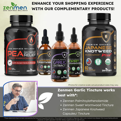 Zenmen Organic Garlic Cloves Extract (Odorless Tincture) – Immune Support, Antioxidants, 2.32 oz / 60 ml – Vegan – Made in USA