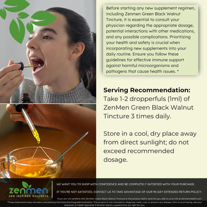 Zenmen Organic Green Black Walnut Hull Tincture – Highly Potent Formula, Antioxidants, 2.32 oz / 60 ml – Vegan – Made in USA
