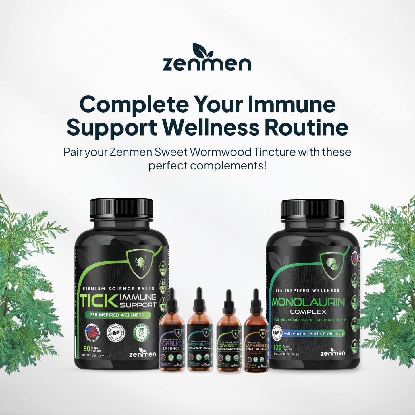 Zenmen Organic Sweet Wormwood Extract (Artemisia Annua) — Immune Support & Antioxidants | 2.32 oz / 60 ml, Vegan, Made in USA