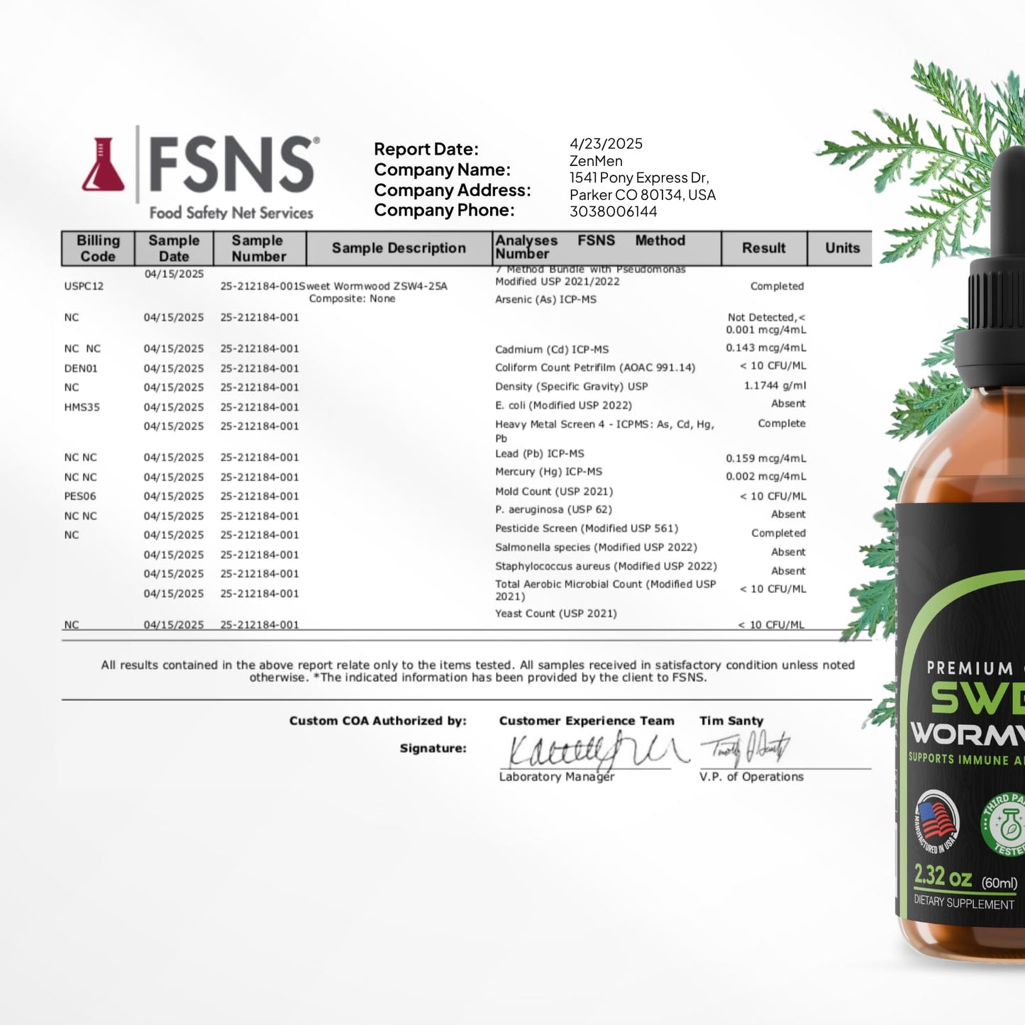 Zenmen Organic Sweet Wormwood Extract (Artemisia Annua) — Immune Support & Antioxidants | 2.32 oz / 60 ml, Vegan, Made in USA