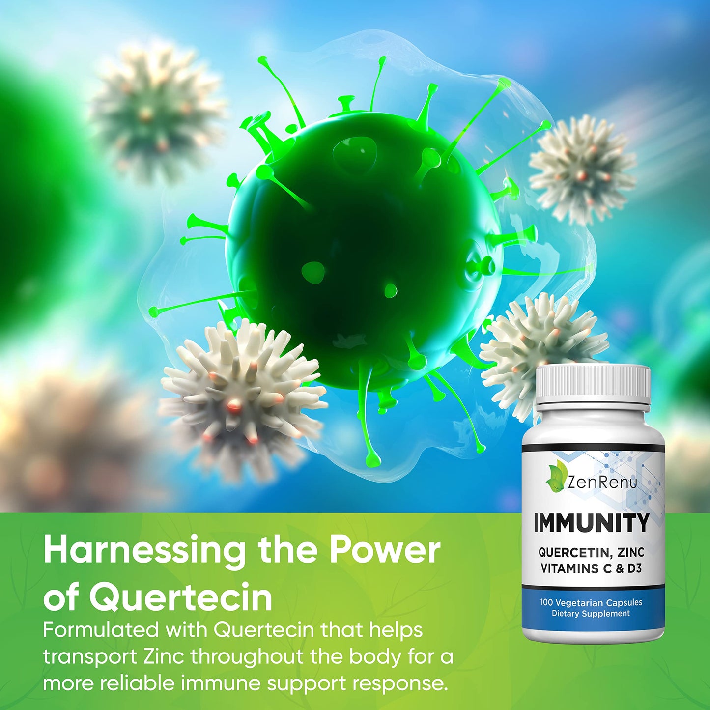 Zenrenu Immunity Quercetin 700 mg | Zinc, Vitamin C & D Immune Support
