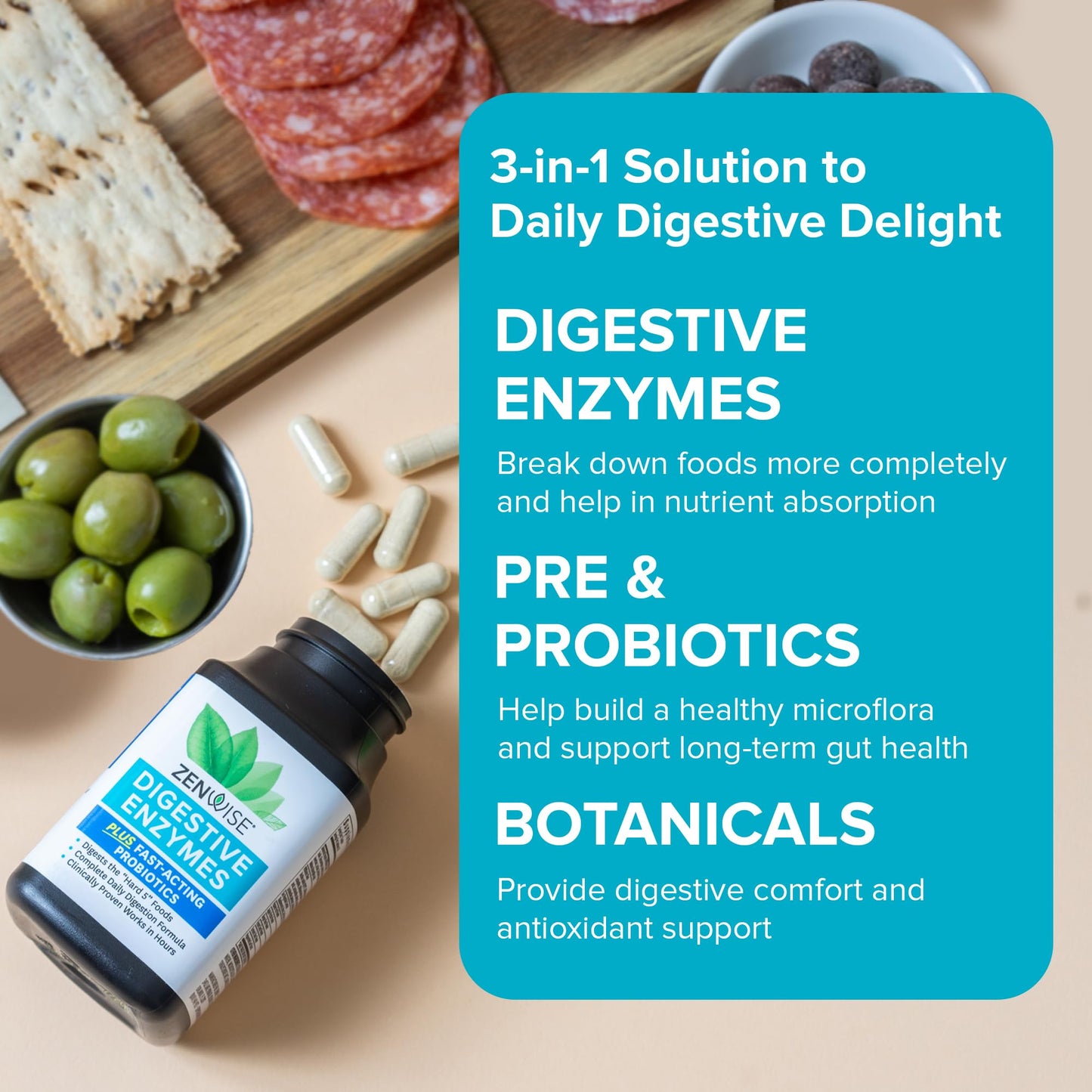 Zenwise Health Digestive Enzymes for Gut Health & Bloating Relief - Multi Enzymes Digestion Supplement with Probiotics, Bromelain & Papaya for Digestive Health Support - Men & Women - 60 Count