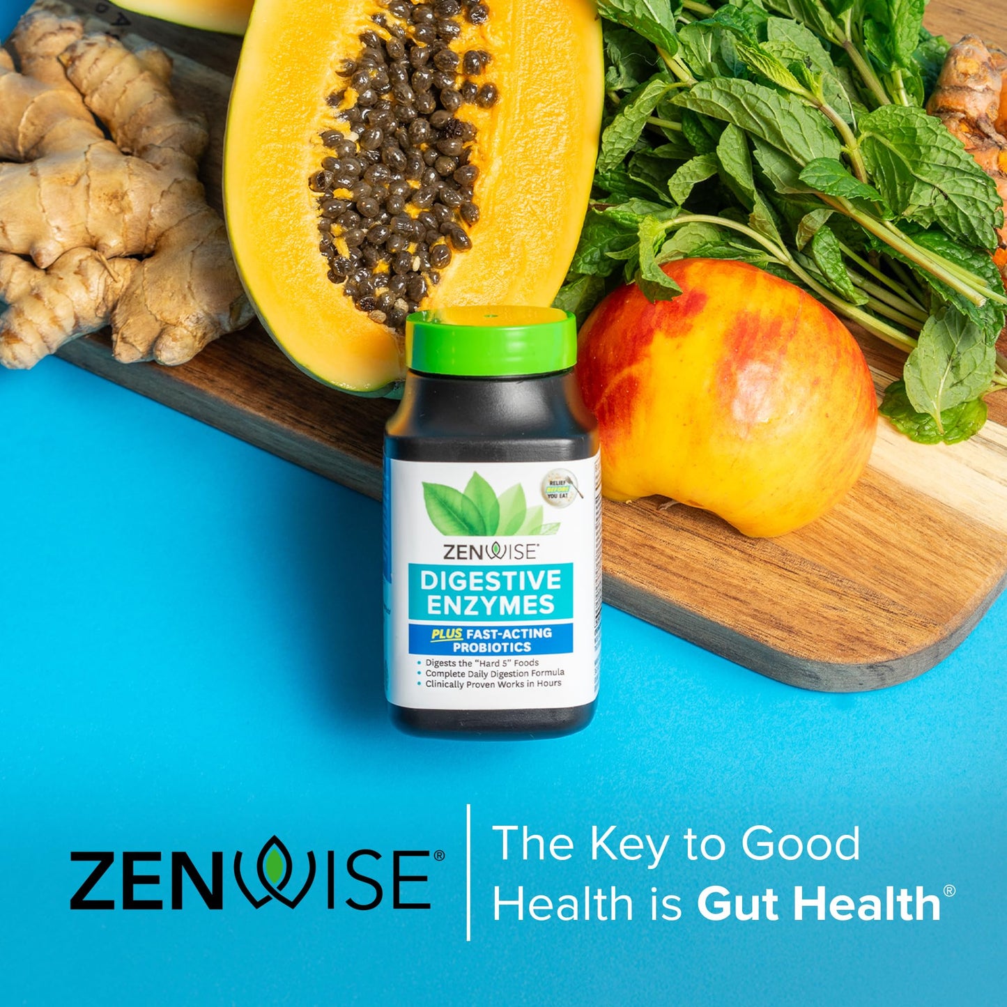 Zenwise Health Digestive Enzymes for Gut Health & Bloating Relief - Multi Enzymes Digestion Supplement with Probiotics, Bromelain & Papaya for Digestive Health Support - Men & Women - 60 Count
