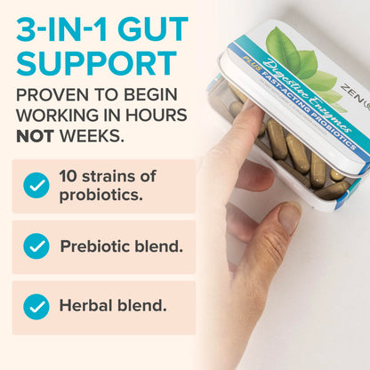 Zenwise Digestive Enzymes with Bromelain & Probiotics – Gut Health, Bloating Relief, 15 CT