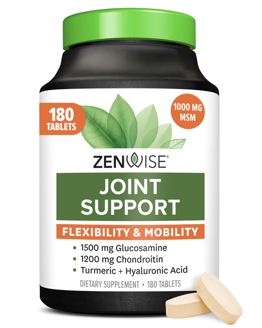 Zenwise Health Joint Support Supplement with Glucosamine Chondroitin MSM, Curcumin & Sulfate - Joint Health for Women & Men - Mobility & Flexibility Support for Knee, Cartilage & Bone - 180 Count BritishVita | Premium UK Vitamins & Wellness Supplements
