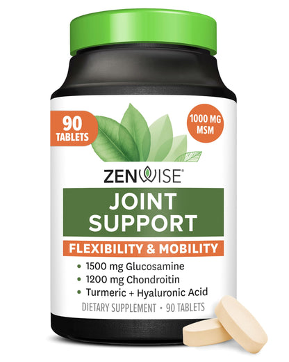 Zenwise Health Joint Support with Glucosamine, Chondroitin & MSM – Mobility & Flexibility for Knees & Joints (90 Count)