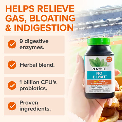 Zenwise No Bloat Digestive Enzymes for Gut Health - 48 Count