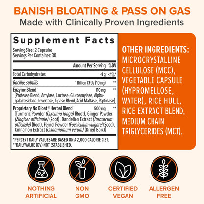 Zenwise Health No Bloat Digestive Enzymes | Gas & Bloating Relief