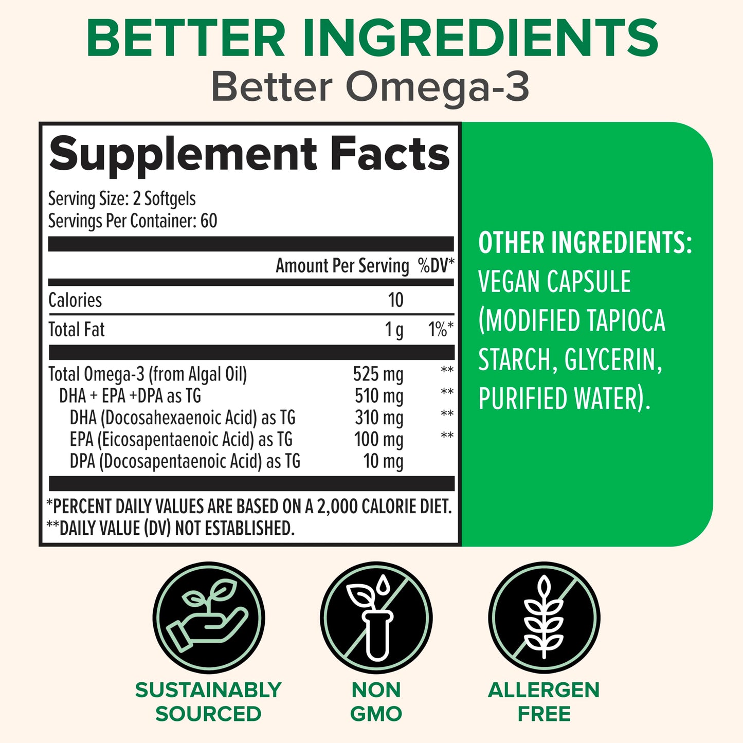 Zenwise Vegan Omega-3 Supplement – Algae-Derived EPA/DHA/DPA | Burpless, 120 Softgels
