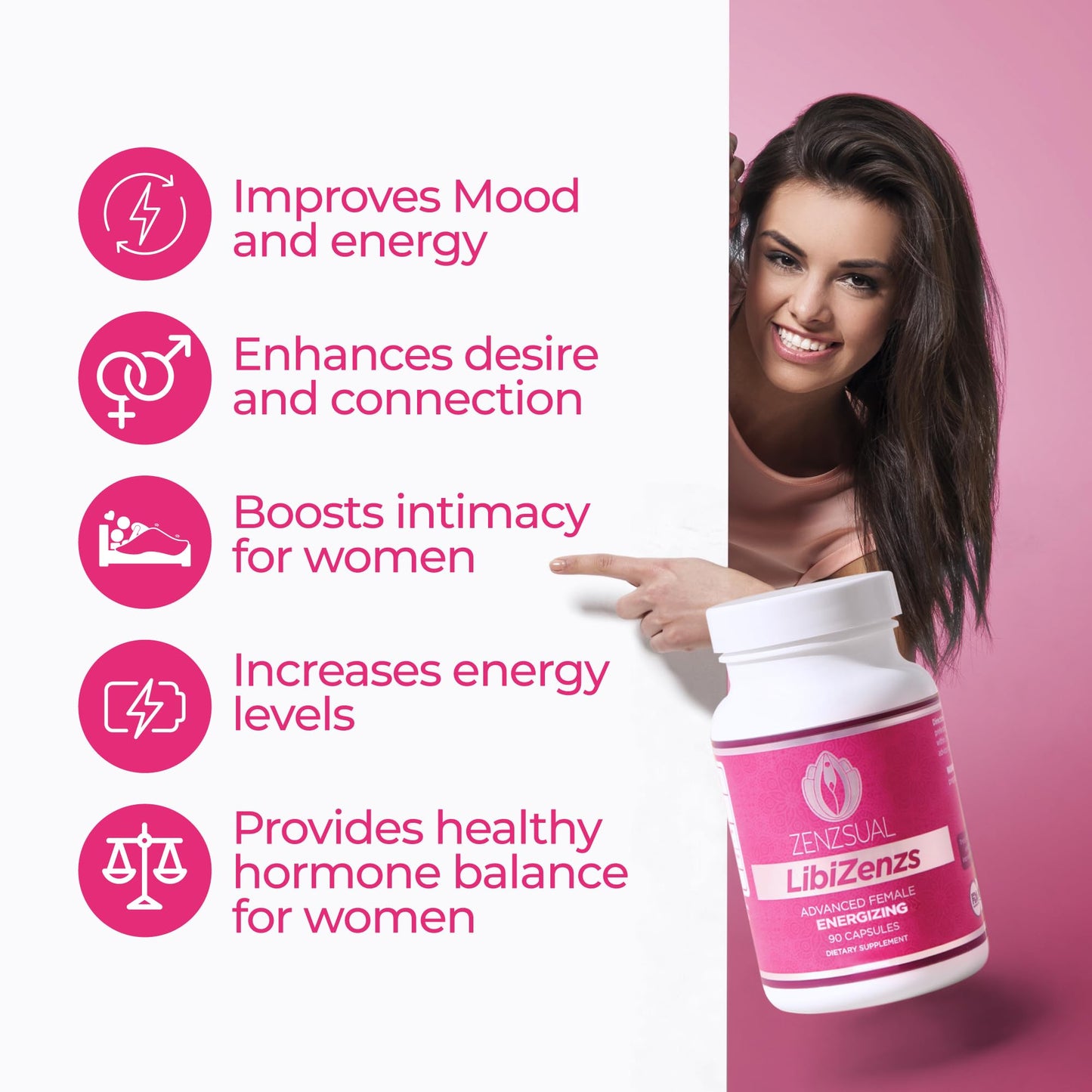 ZENZSUAL Libizenzs – Plant-Based Energy Support for Women | Caffeine-Free with Maca, Ashwagandha & Ginseng