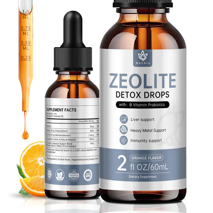 Zeolite Drops for Adults and Kids – 99%+ Pure Natural Zeolite clinoptilolite, with Vitamin B, Probiotic Blend, Vegan, Non-GMO - Supports Immune Health, Supplement Energy and Attention - 2 Fl Oz