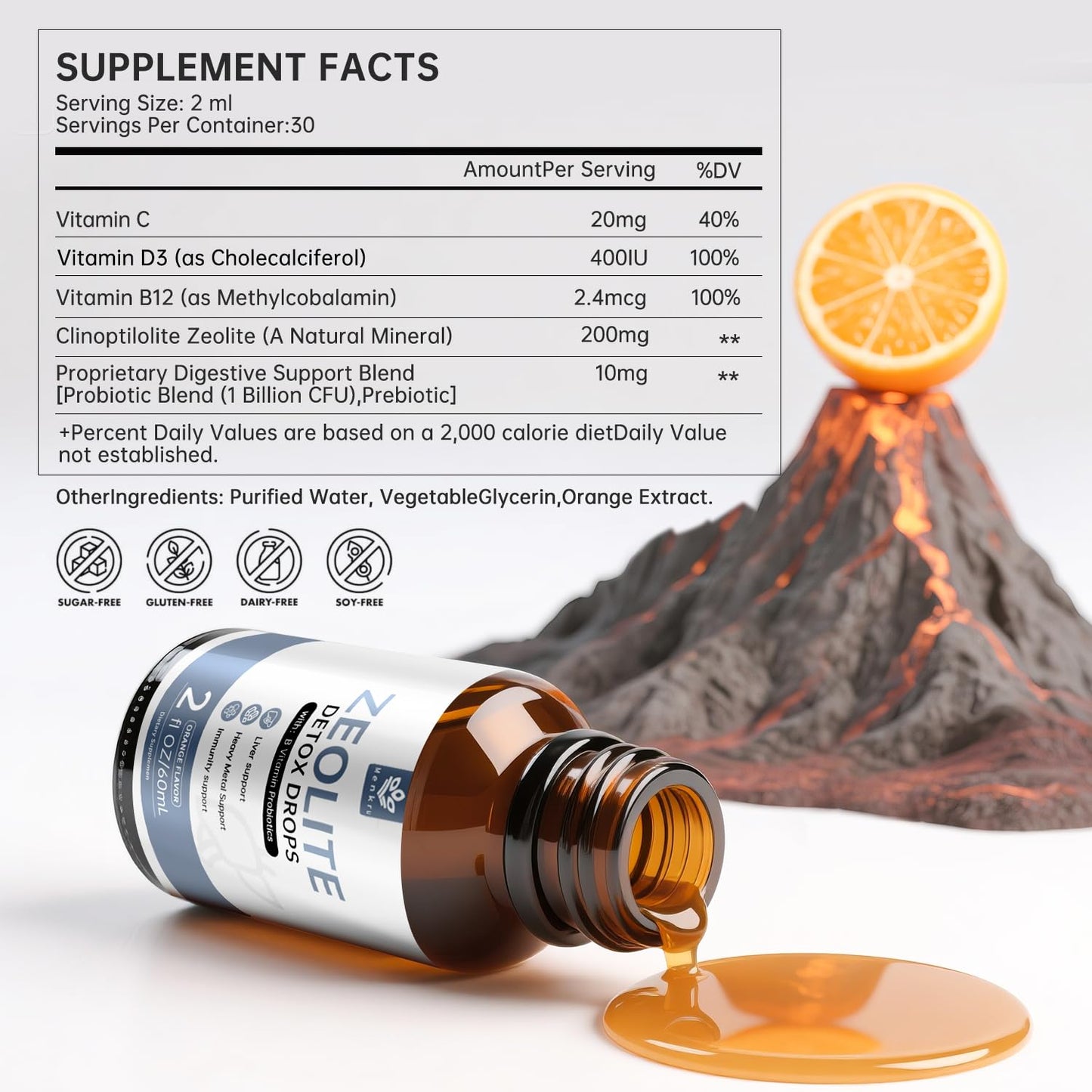 (2 Pack) Zeolite Drops – 99%+ Pure Zeolite Clinoptilolite, Vitamin B, Probiotic Blend, Vegan, Non-GMO