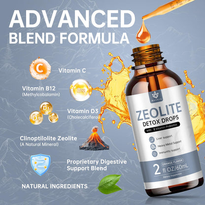 (2 Pack) Zeolite Drops – 99%+ Pure Zeolite Clinoptilolite, Vitamin B, Probiotic Blend, Vegan, Non-GMO