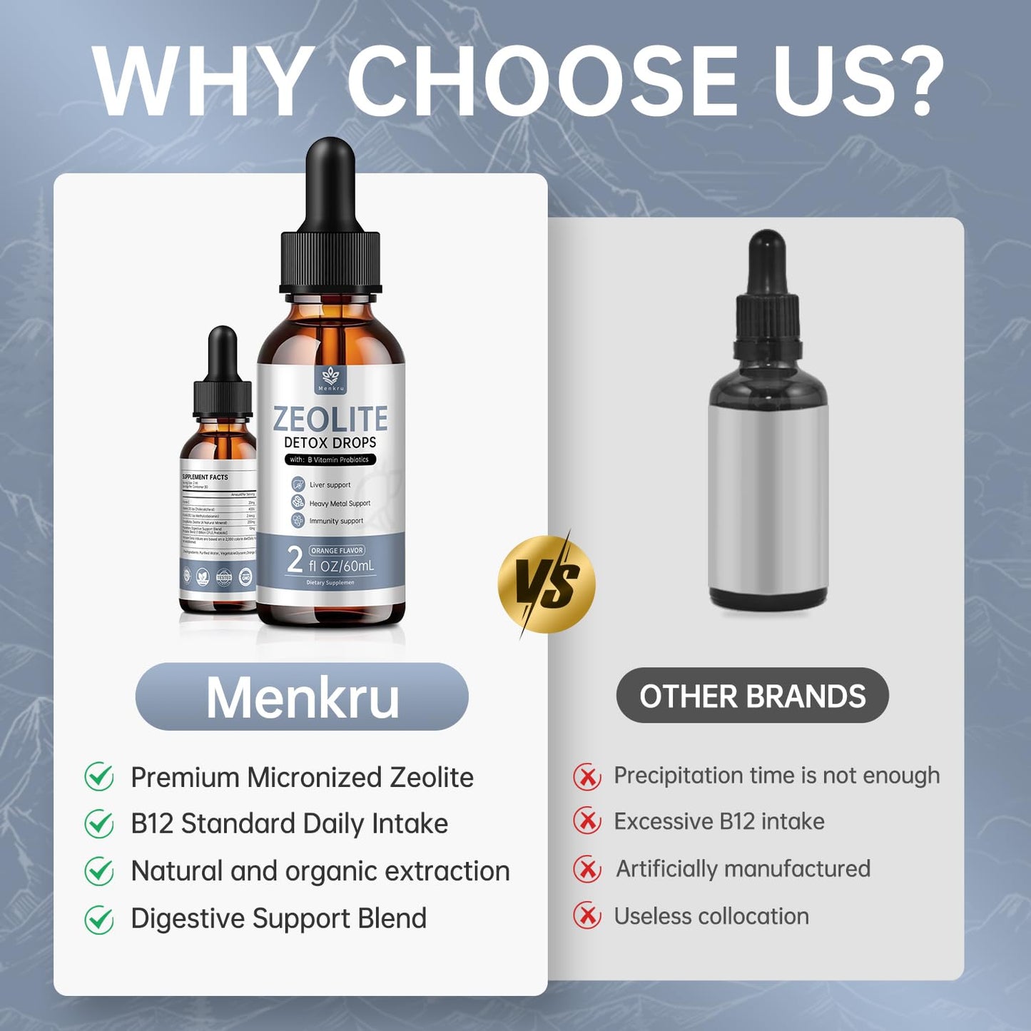 (2 Pack) Zeolite Drops – 99%+ Pure Zeolite Clinoptilolite, Vitamin B, Probiotic Blend, Vegan, Non-GMO