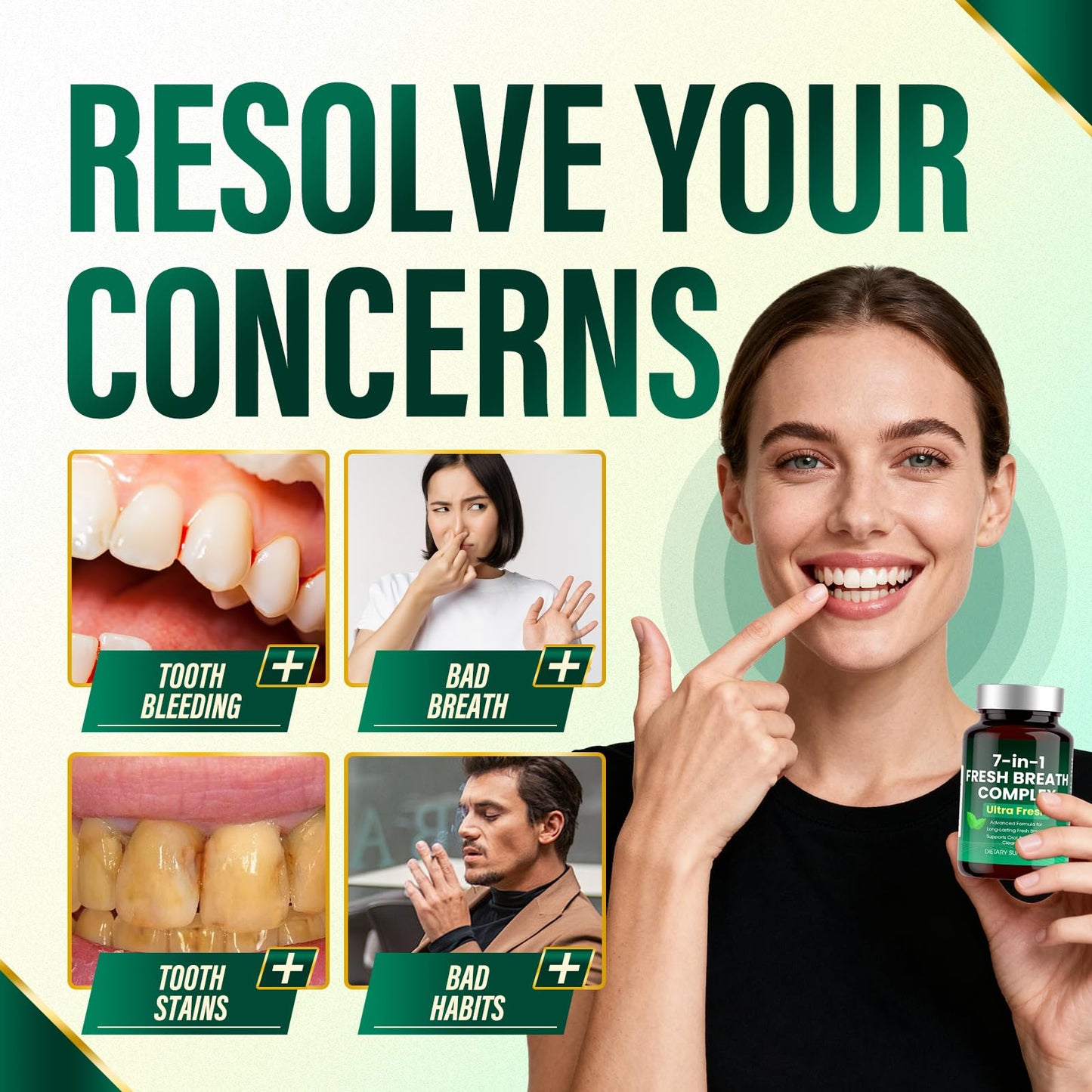 Zero Breath Bad Breath Capsules – 7-in-1 Breath Freshener | Organic Chlorophyllin, Probiotics, Mint