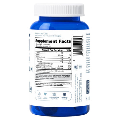 Zero Sugar Goli Magnesium Gummies – 260 mg Magnesium, Vitamin D | Vegan, Gluten-Free & Non-GMO