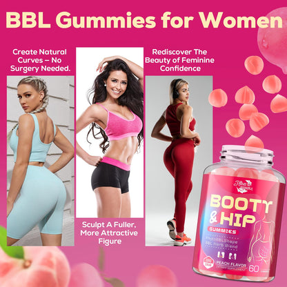 Booty Gummies for Women - BBL Gummies with Collagen & Herbal Blend | Peach Flavor