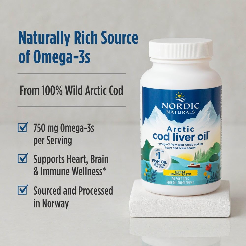 Nordic Naturals Arctic Cod Liver Oil Lemon - 90 Soft Gels (750 mg Omega-3)