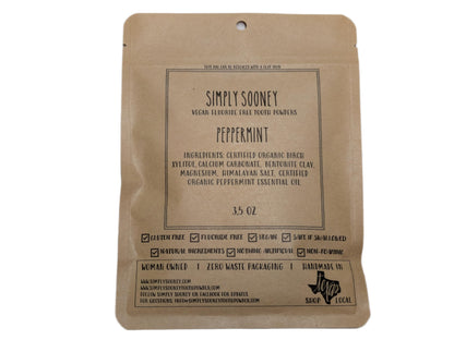 Zero Waste Tooth Powder – Organic Vegan Fluoride Free, Peppermint Flavor, 6 Month Supply