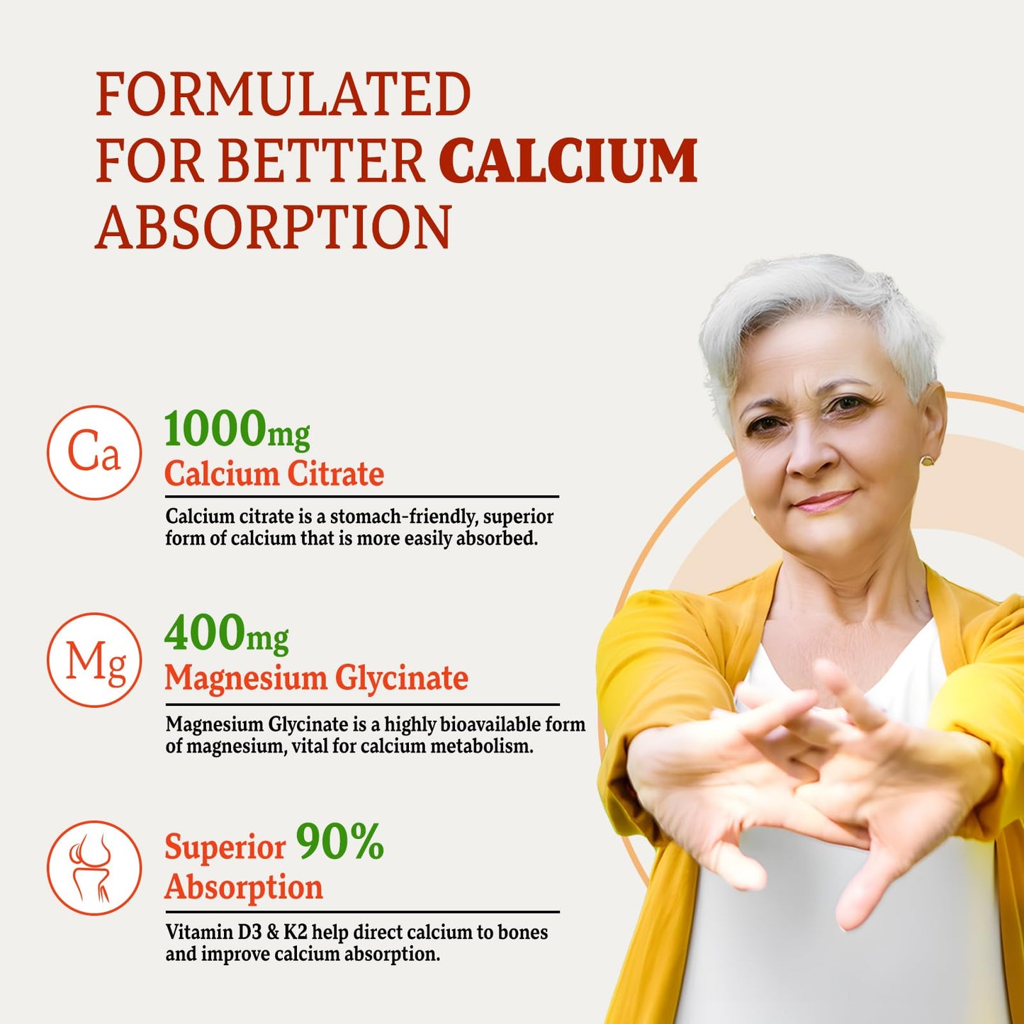 Zetelixia Calcium Gummies for Women & Men - Vitamin D3 & K2, 120 Count