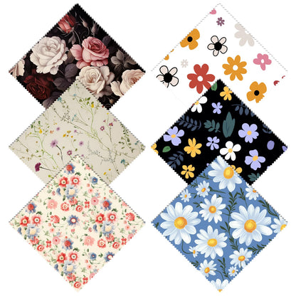 Zewurtuw 6-Pack Microfiber Glasses Cleaning Cloths – 6.3x6.3 in Flower Design
