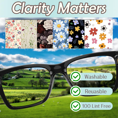 Zewurtuw 6-Pack Microfiber Glasses Cleaning Cloths – 6.3x6.3 in Flower Design