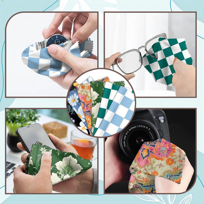 Zewurtuw 6 Pack Glasses Cleaning Cloths – Microfiber Eyeglass Lens Cleaning Cloths (6.3 x 6.3 in) Green/Blue